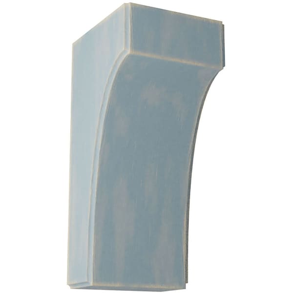 Ekena Millwork 3 1/2"W x 4"D x 8"H Clarksville Wood Vintage Decor Bracket, Driftwood Blue BKTWD04X04X08CVBU - main